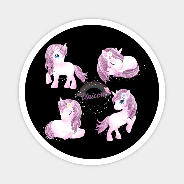 hand drawn cute unicorn character tshirt Magnet by Tshirt lover 1